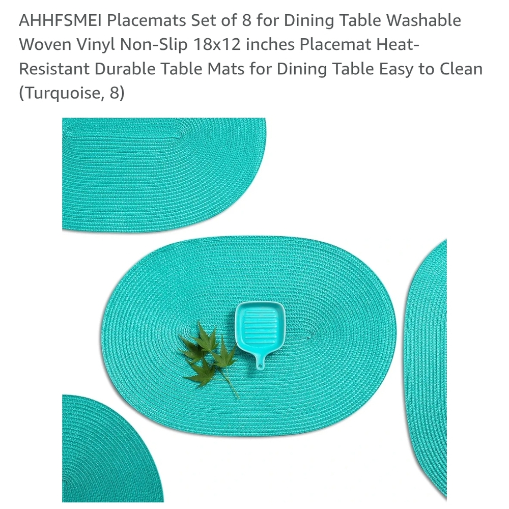 AHHFSMEI Turquoise Modern Dining Placemats-Set Of 8-18x12